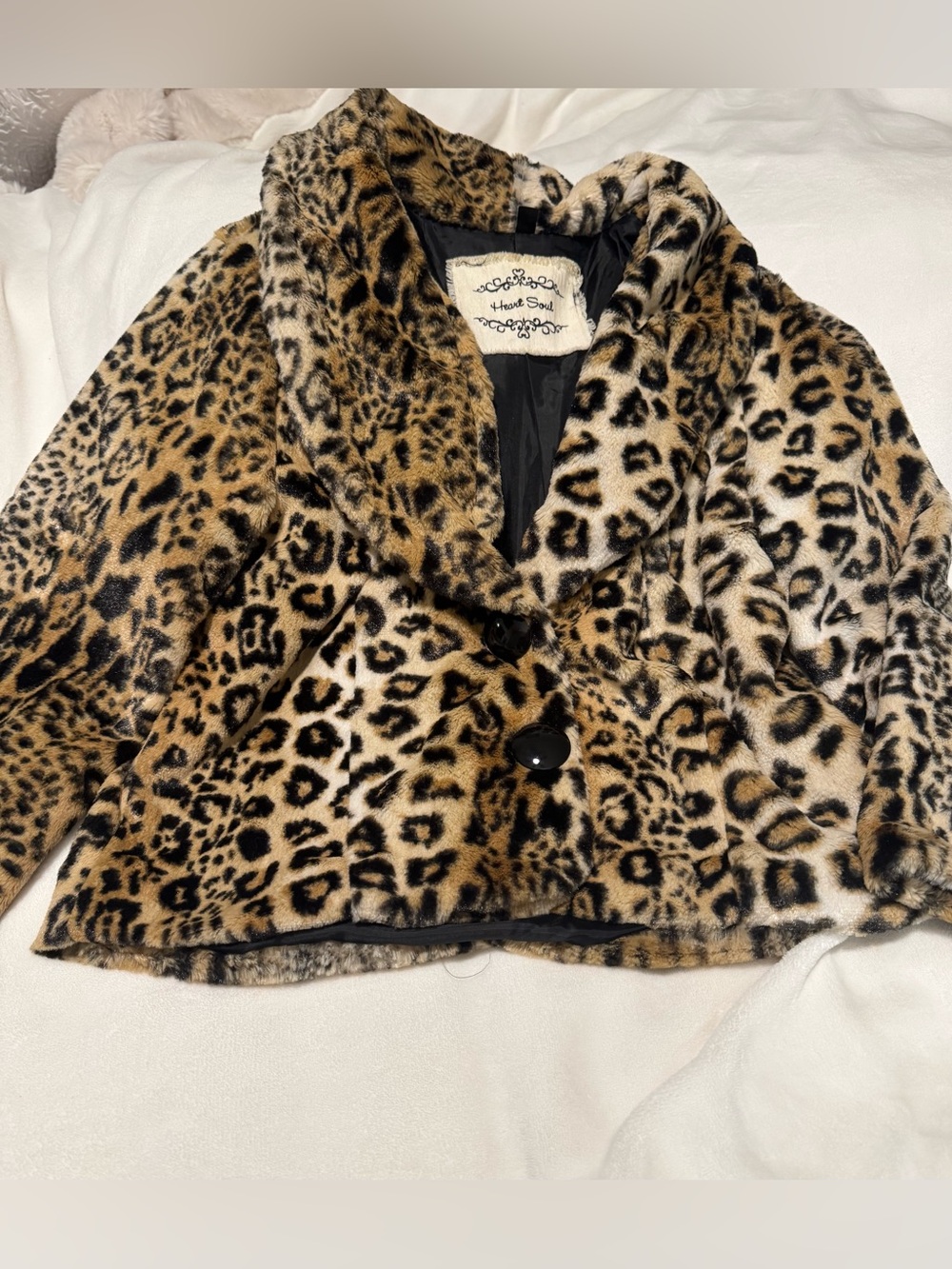 Heart soul women’s leopard fur jacket